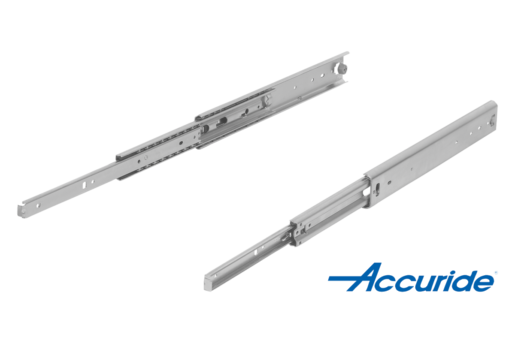 Glissières télescopiques en acier pour montage latéral, extension intégrale, portance jusqu'à 124 kg