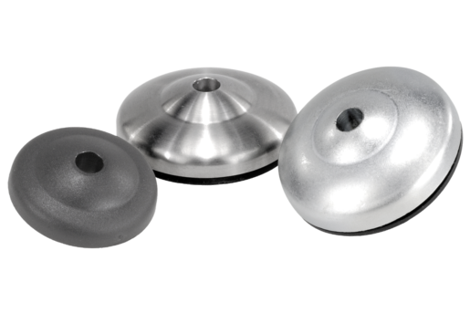 Embase pour pied réglable ECO en zinc injecté haute pression, Inox ou plastique