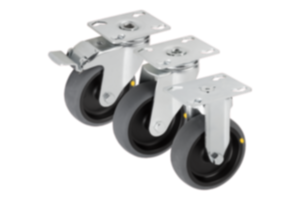 Swivel and fixed castors, steel plate, electrically conductive, heavy-duty version