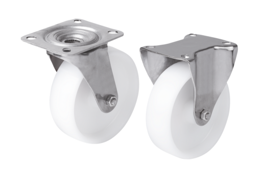 Swivel and fixed castors stainless steel, standard version