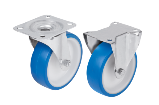 Swivel and fixed castors steel plate, for sterile areas