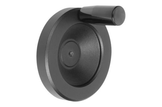 Volant plein en aluminium, avec poignée cylindrique tournante 