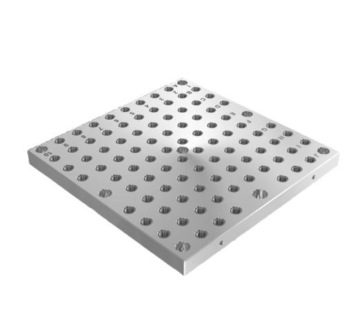 Interchangeable subplates, grey cast iron with grid holes