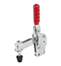 Toggle clamps vertical with straight foot and adjustable clamping spindle