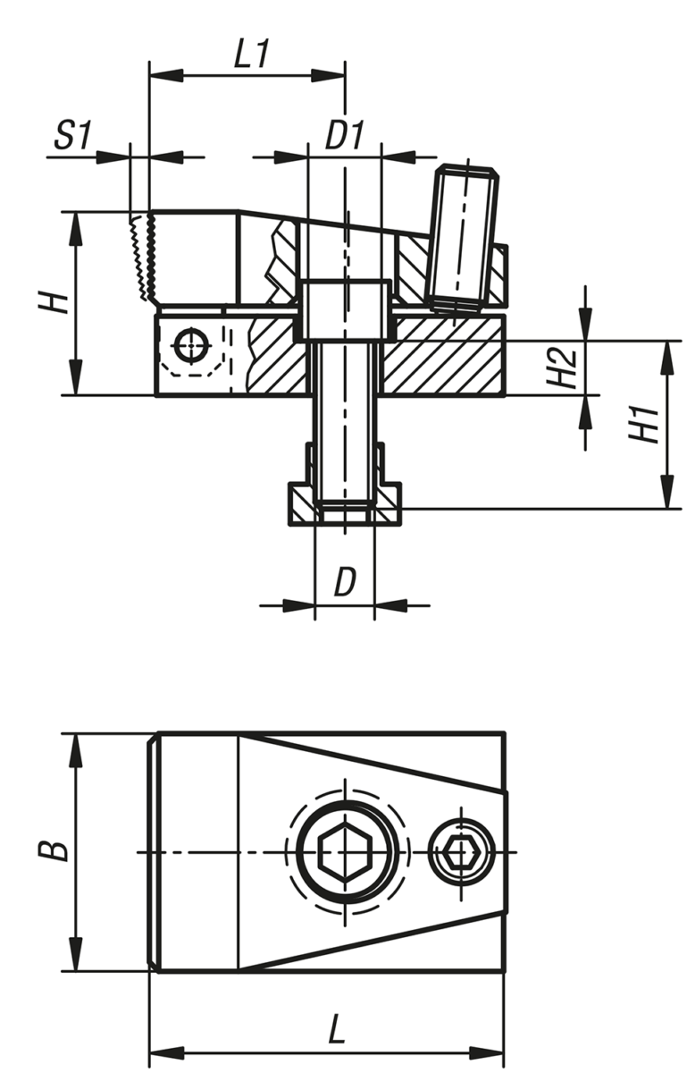 Side clamps, Form A, with flat jaw
