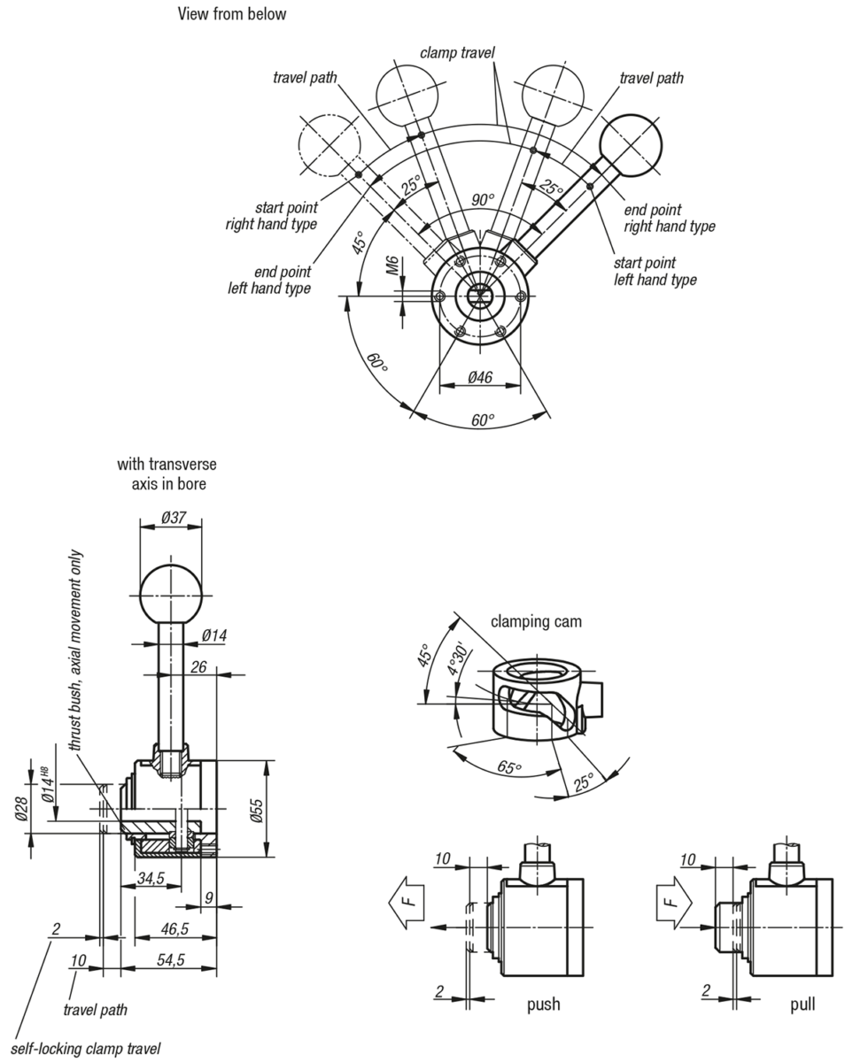 "Actima" clamping devices with transverse axis in the borehole 