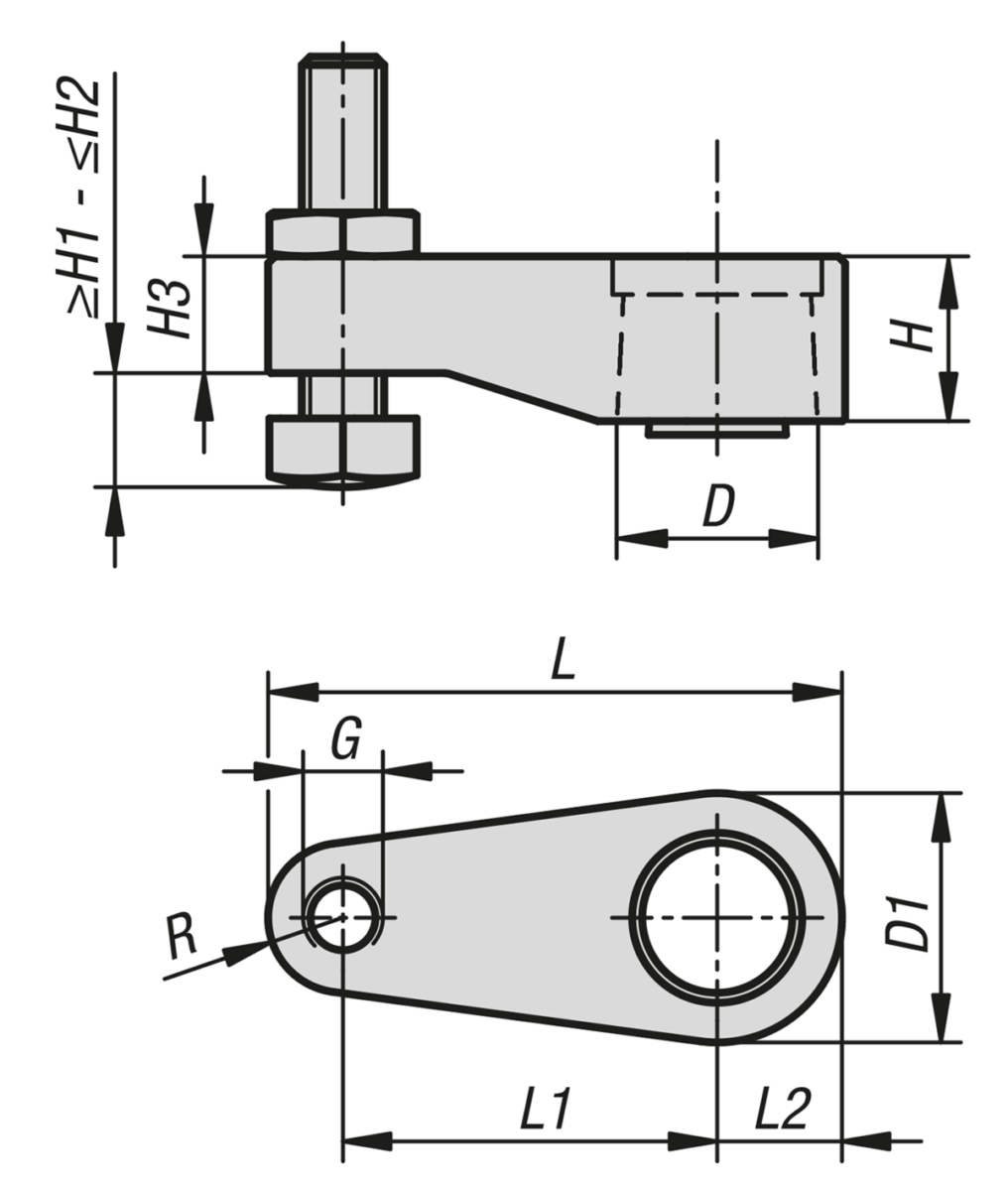 Bras de serrage pour vérin de bridage pivotant hydraulique compact