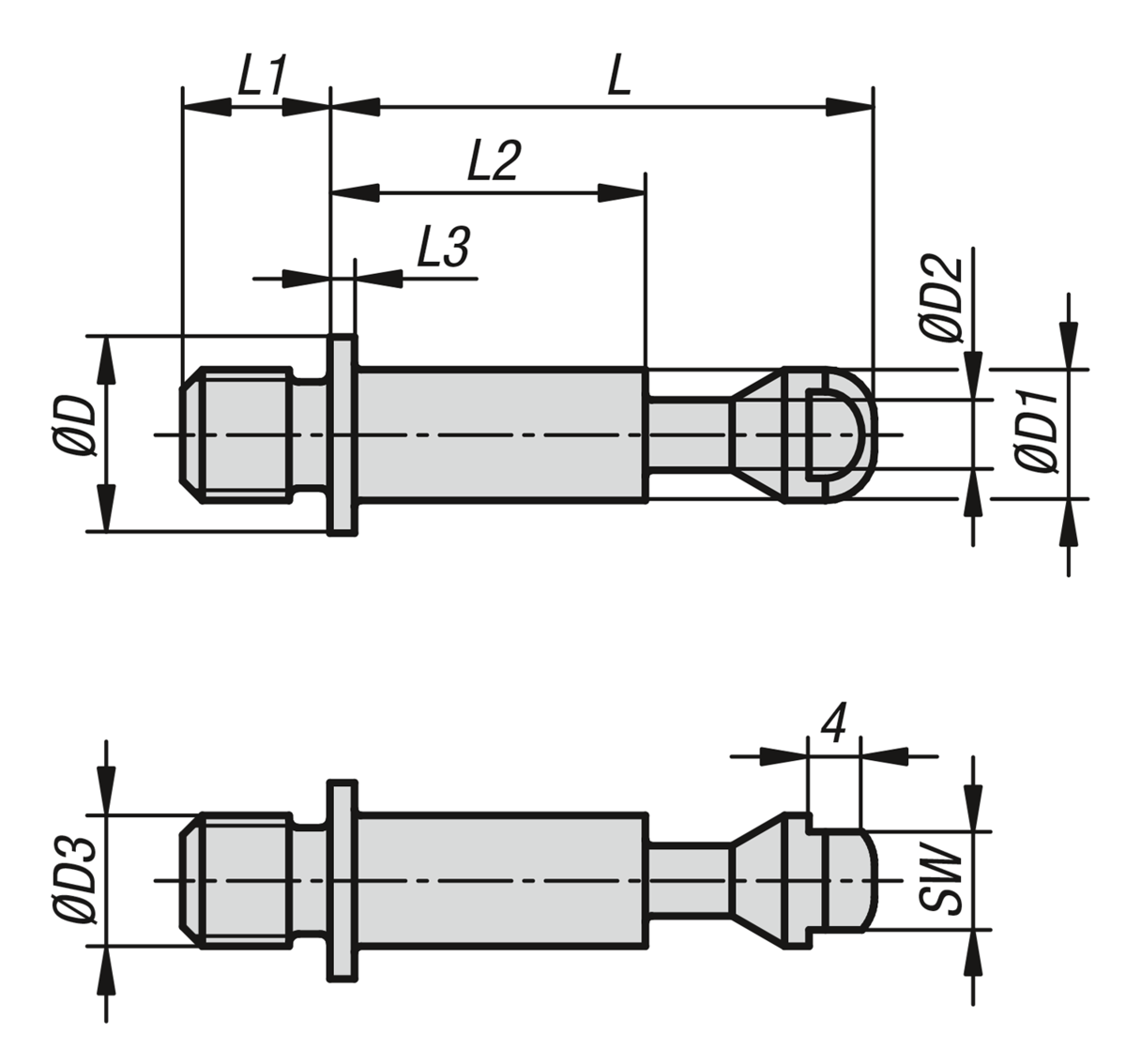 Tenon de serrage pour vérin à tirer pneumatique