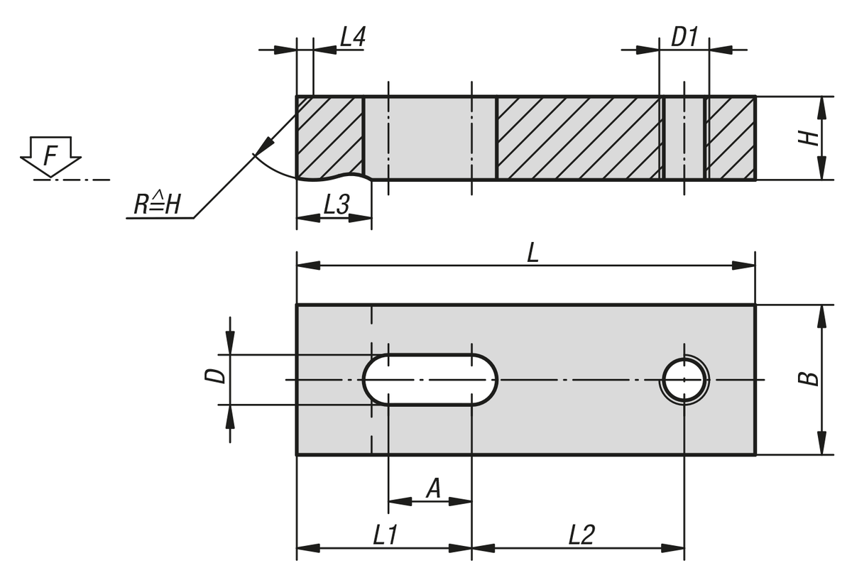Staffa di bloccaggio regolabile