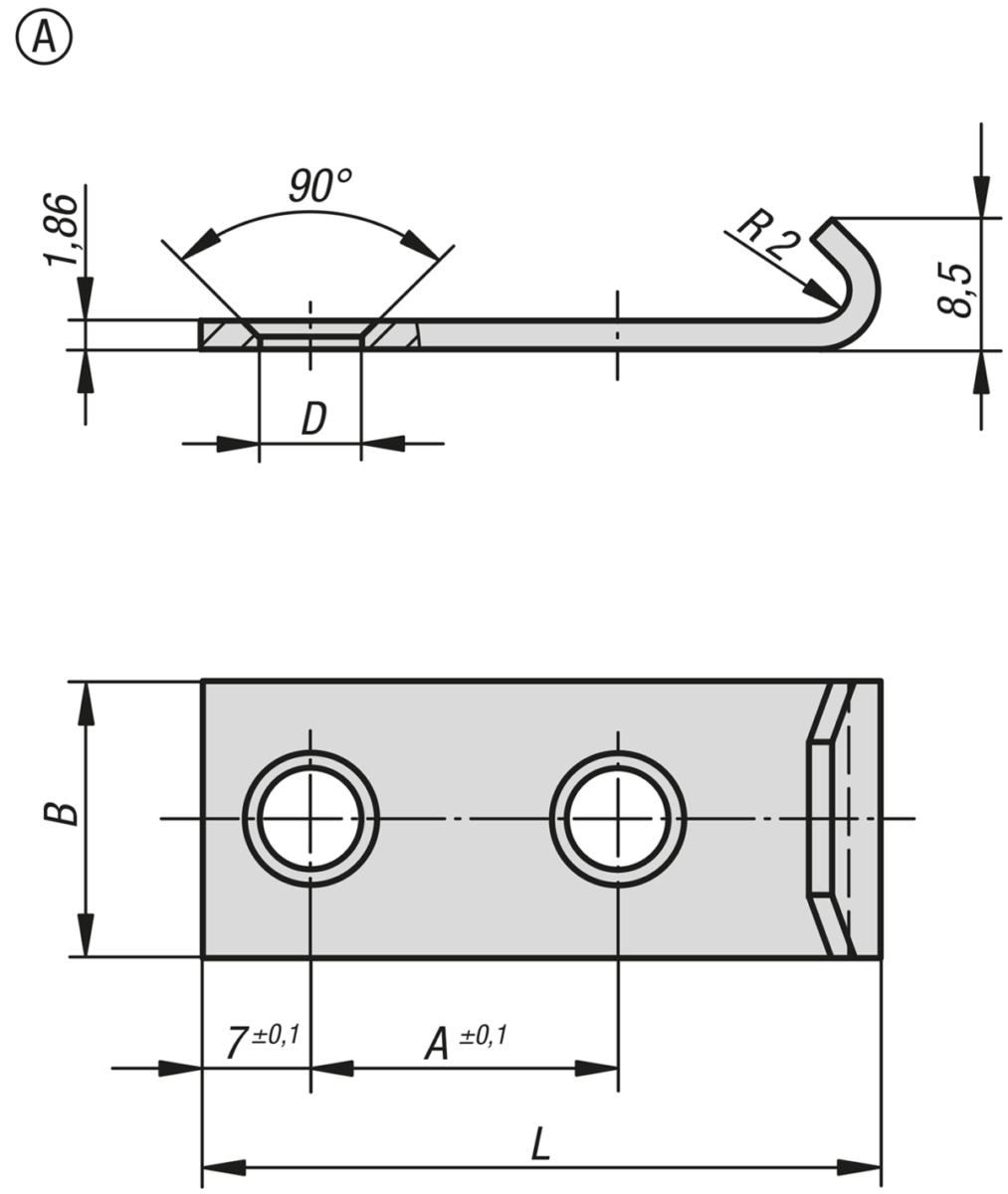 Catch plates Form A for DIN 3133 latches