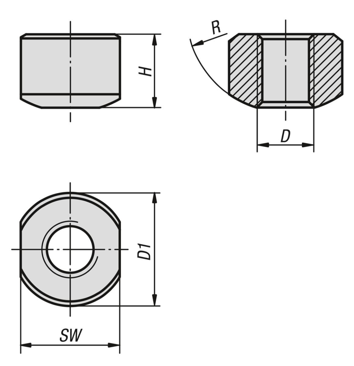 Dadi con calotta sferica