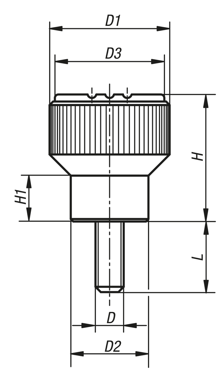 Bouton strié antistatique avec vis