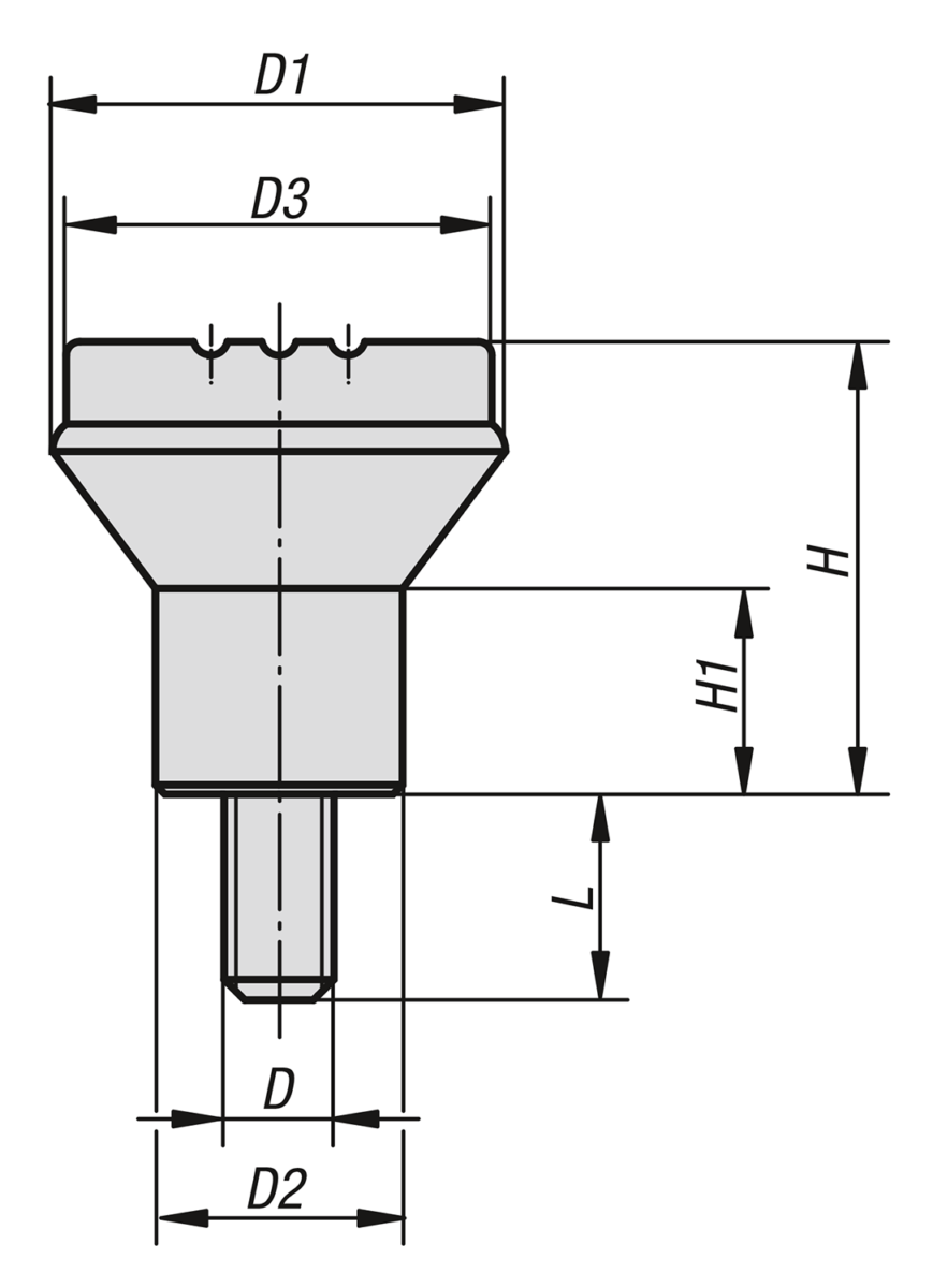 Botones con forma de seta antiestáticoscon rosca exterior