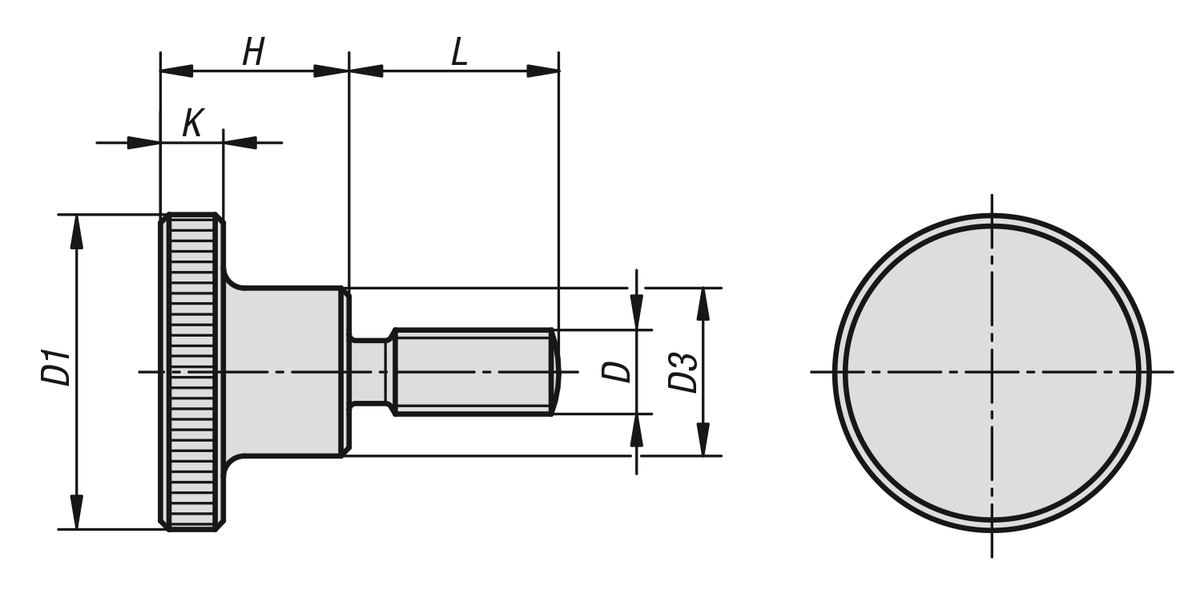 Vis striée en acier ou Inox DIN 464
