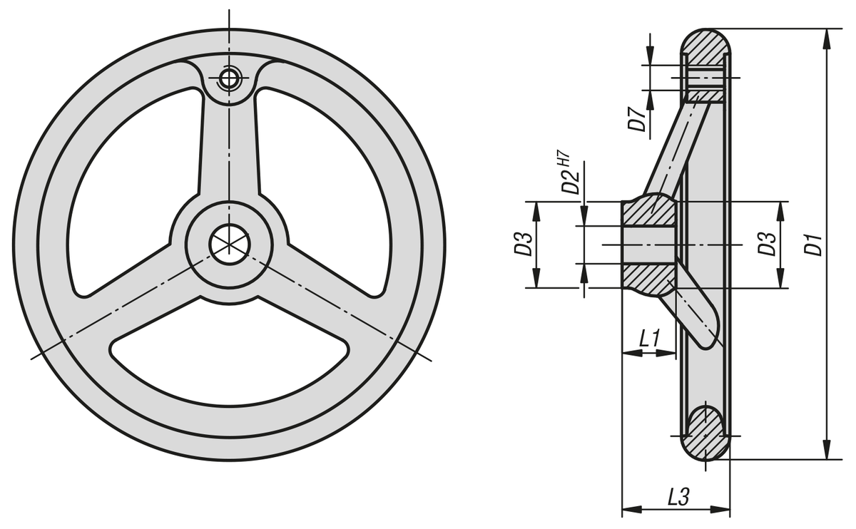 Handwheels DIN 950, stainless steel
