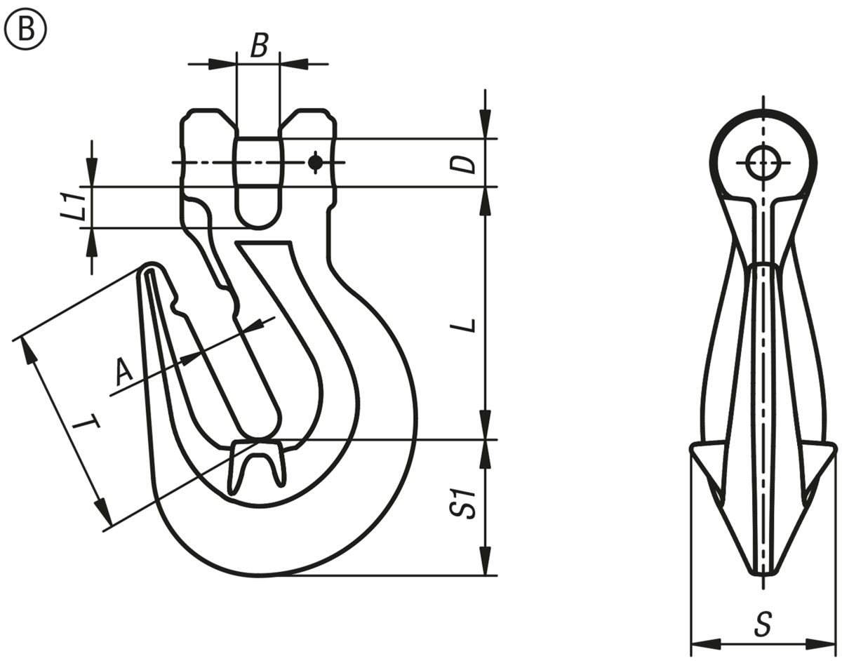 Clevis shortening hooks, Form B, grade 10