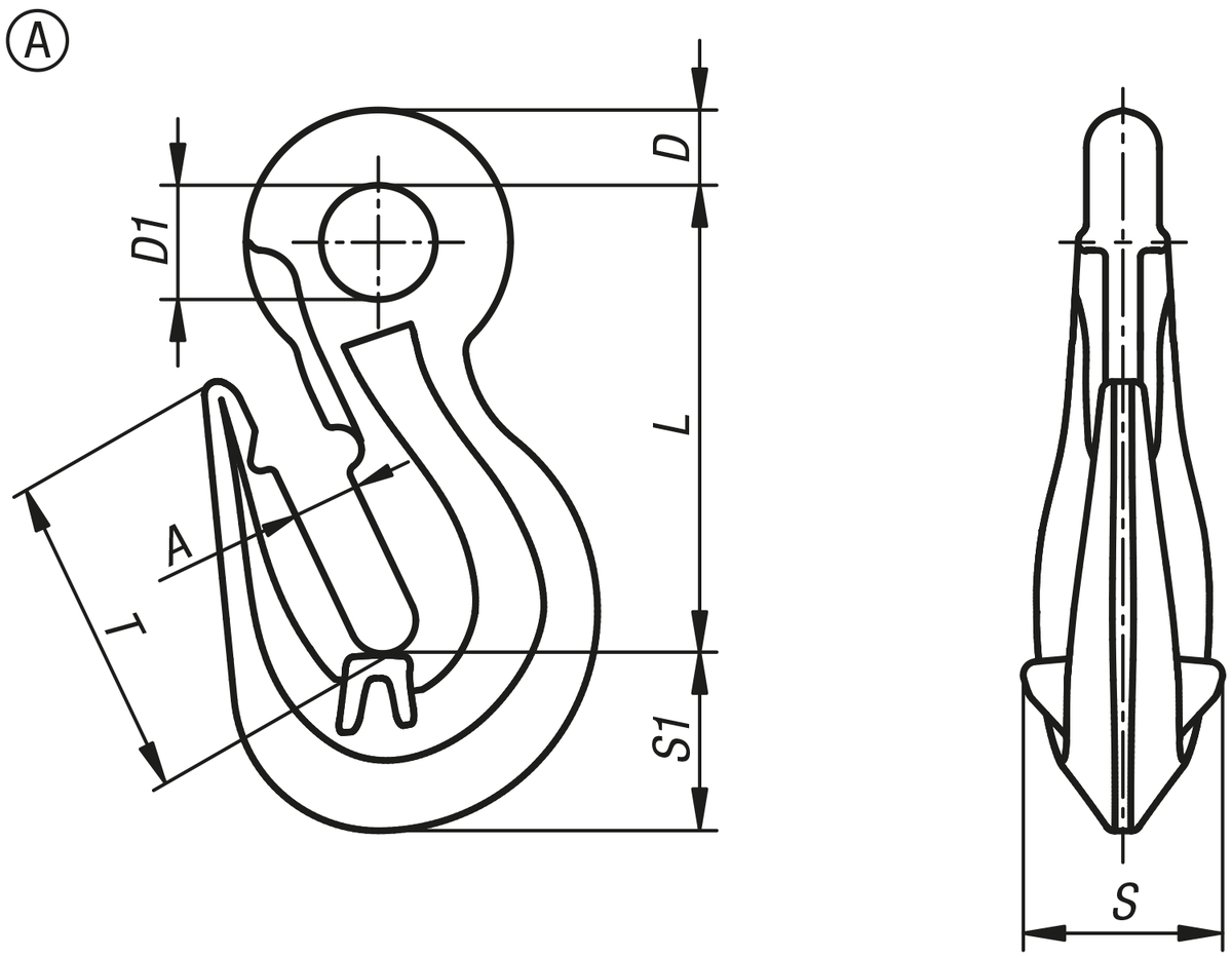 Crochet raccourcisseur avec extrémité de tige, forme A, classe 10