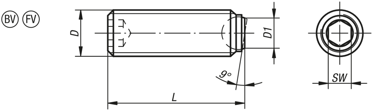 Vis à bille orientable à tête HC bille avec plat, protection anti-retournement intégrée