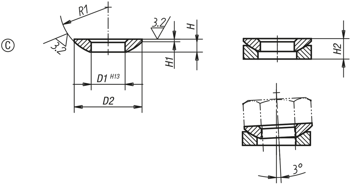 Rondelles convexes, forme C DIN 6319, 10/0