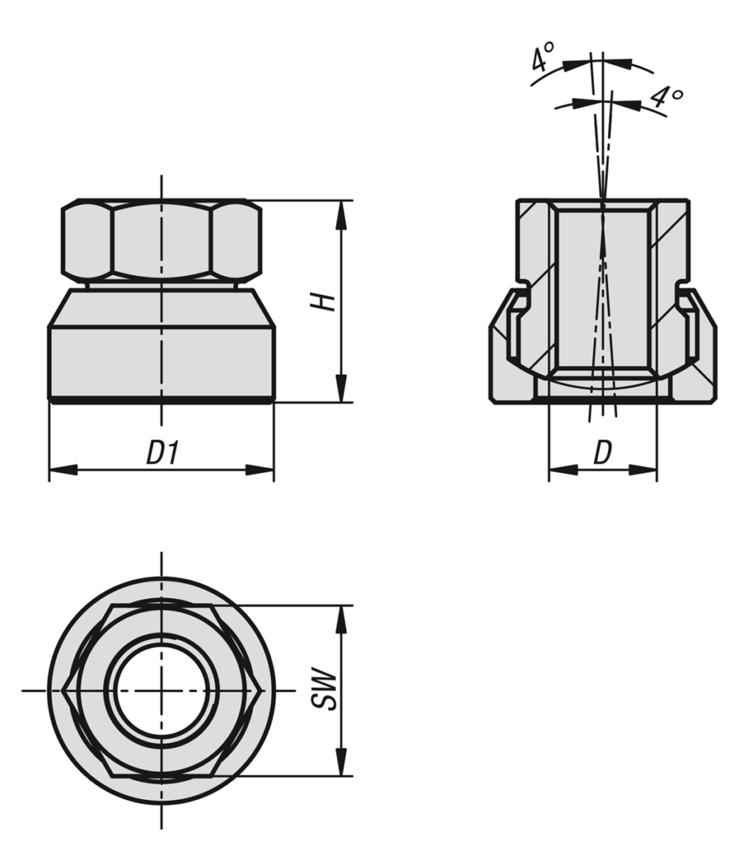Écrous à rondelle concave