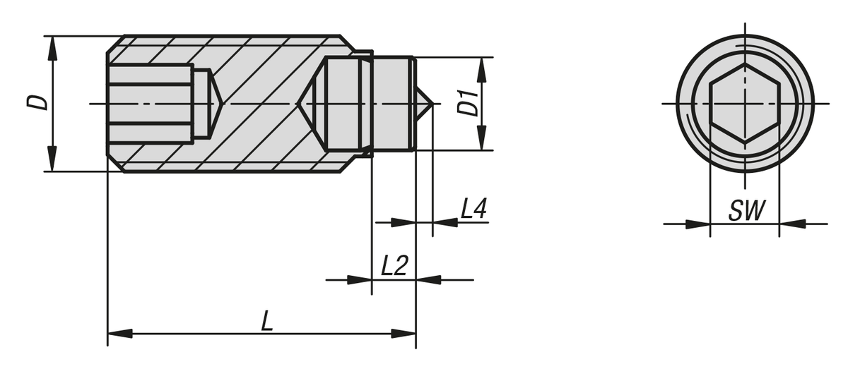 Viti di pressione con punta