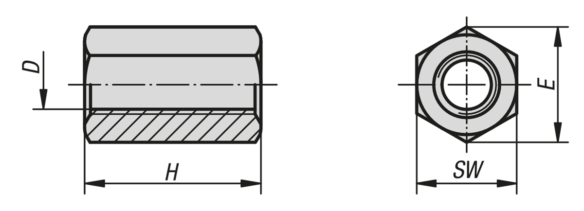 Tuercas de extensión 3 D altas