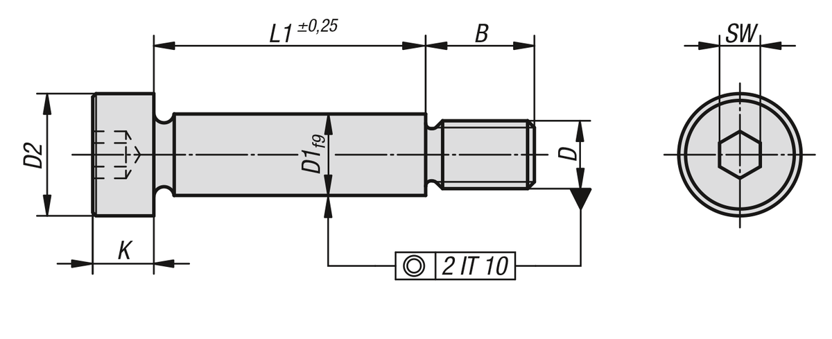 Vis rectifiée à épaulement similaire DIN ISO 7379