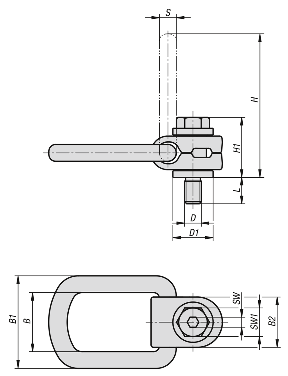 Anneau de levage articulé 360 degrés Classe de résistance 10