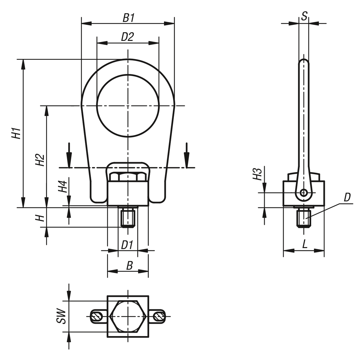 Staffa di sollevamento girevole