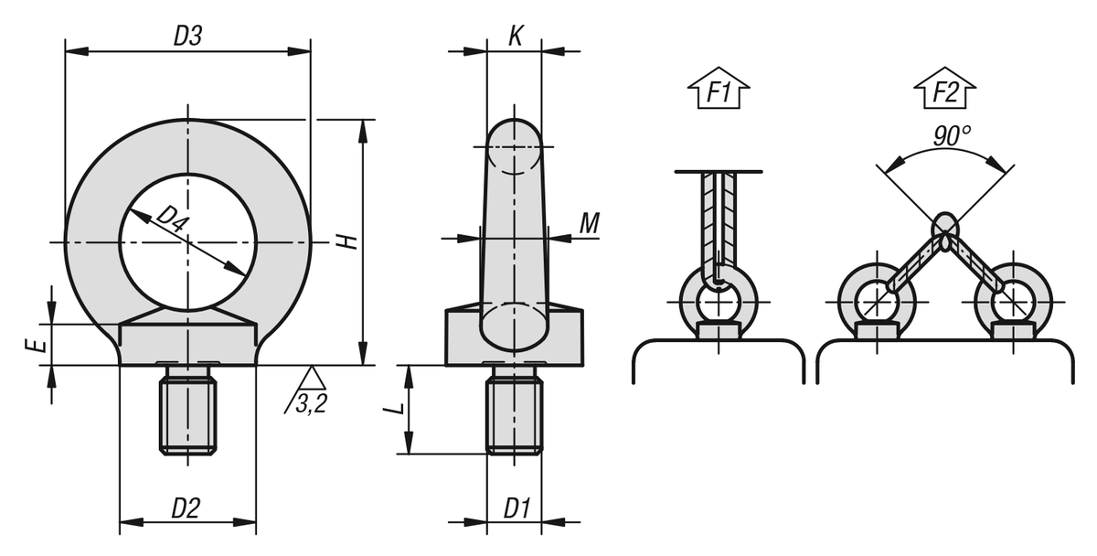 Golfari maschio DIN 580 / acciaio inossidabile simile a DIN 580