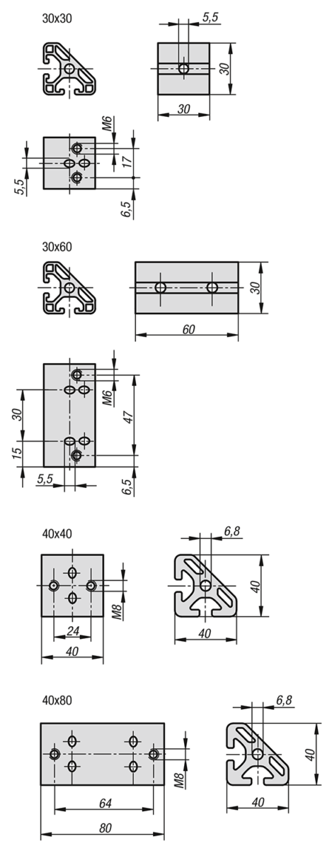 Élément d'angle T1 type I