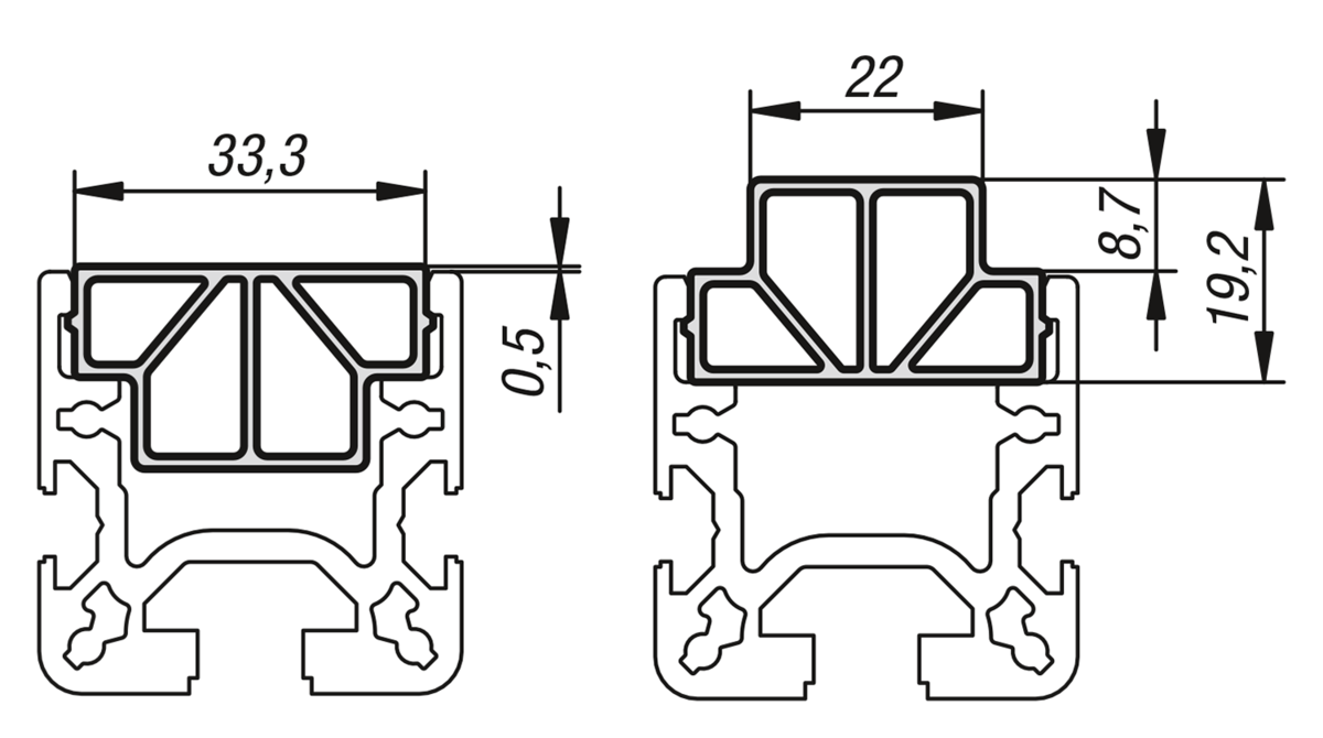 Glissières en plastique pour rails à rouleaux