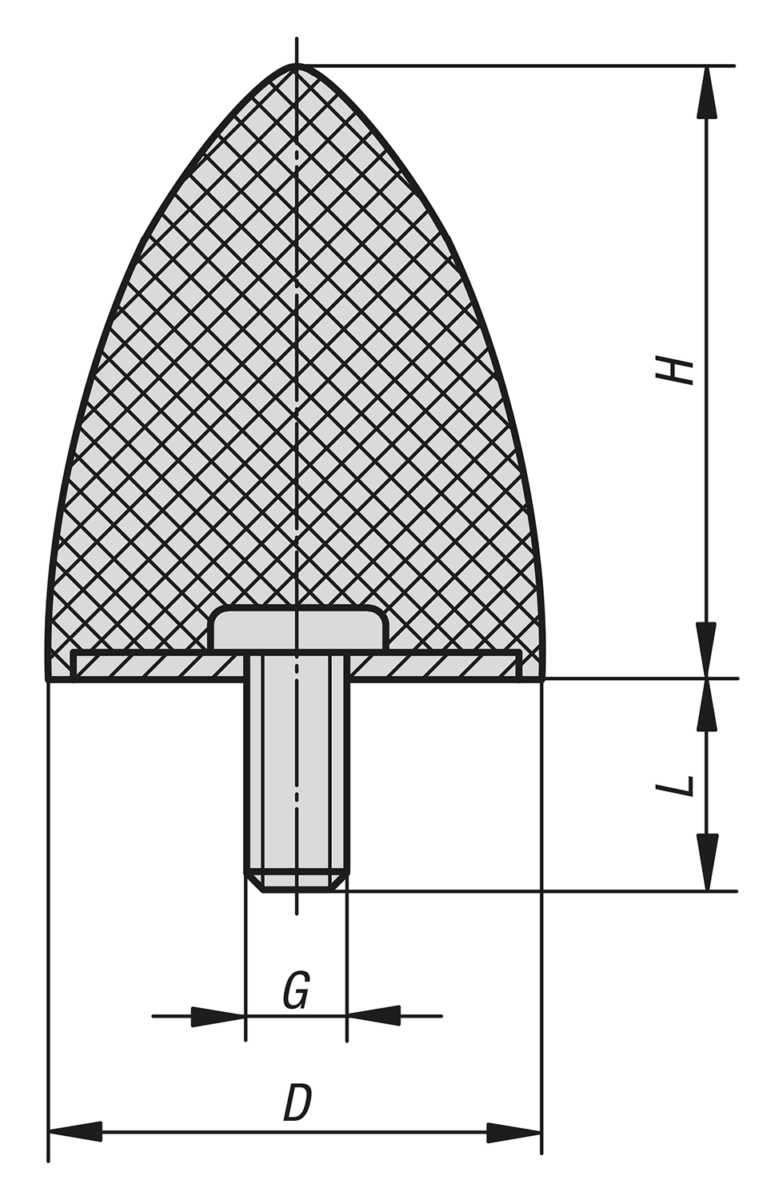 Tamponi di gomma forma parabolica