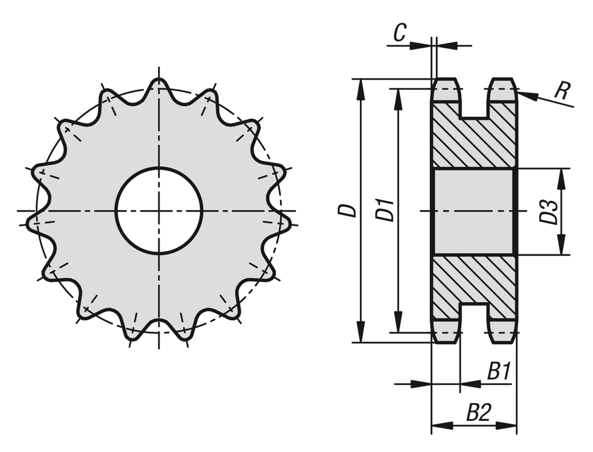 Disques doubles 3/8" x 7/32" DIN ISO 606