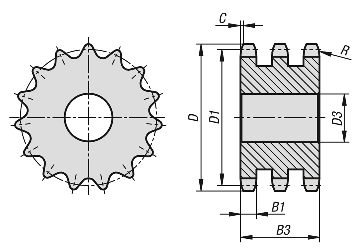 Disques triples 1" x 17,02 mm DIN ISO 606
