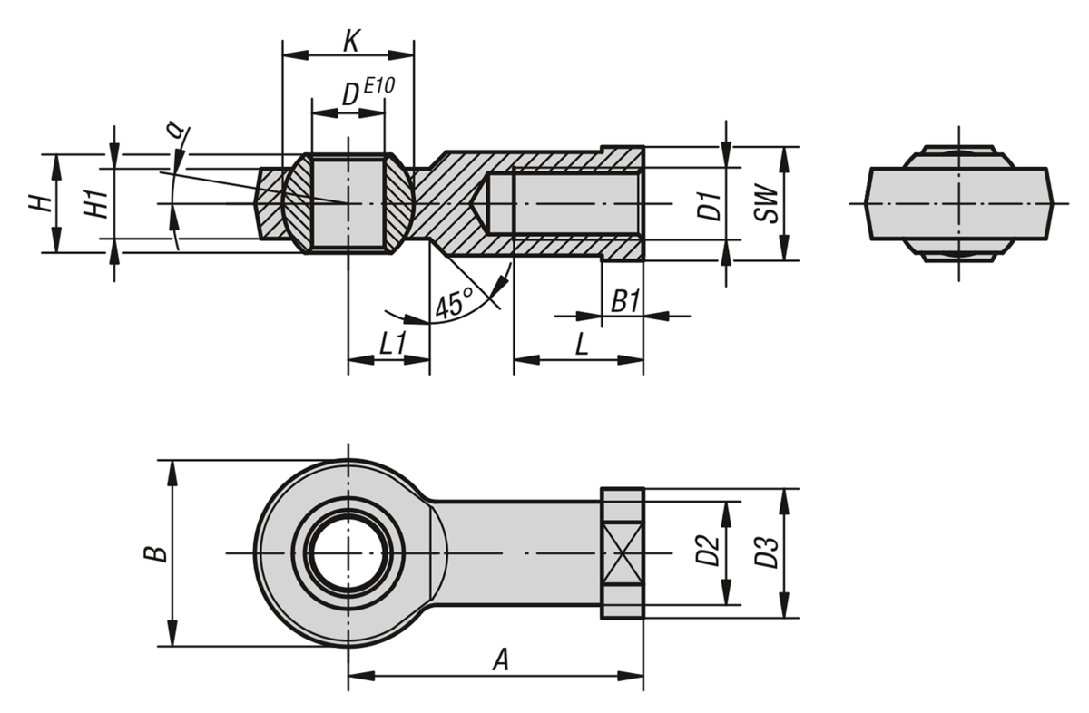 Teste articolate igubalÂ® con cuscinetti scorrevoli filettatura interna