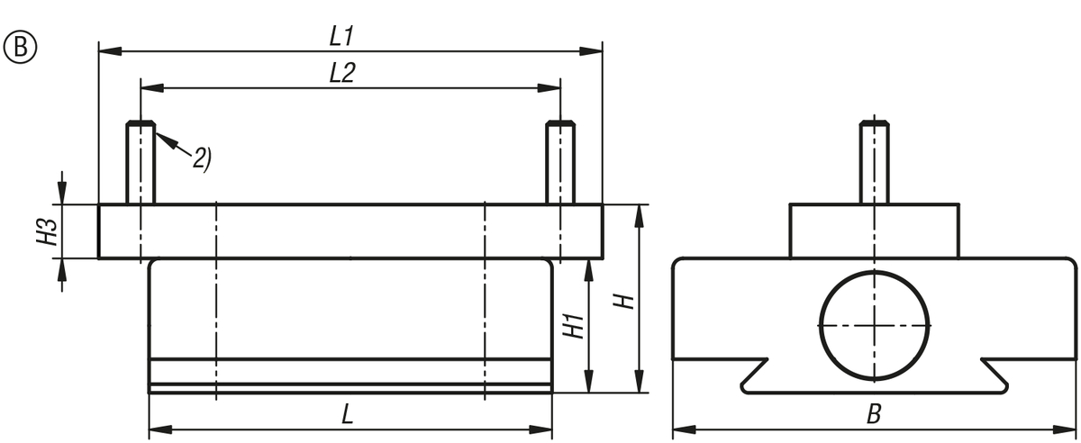 Adaptateur pour étaux de précision en aluminium, forme B