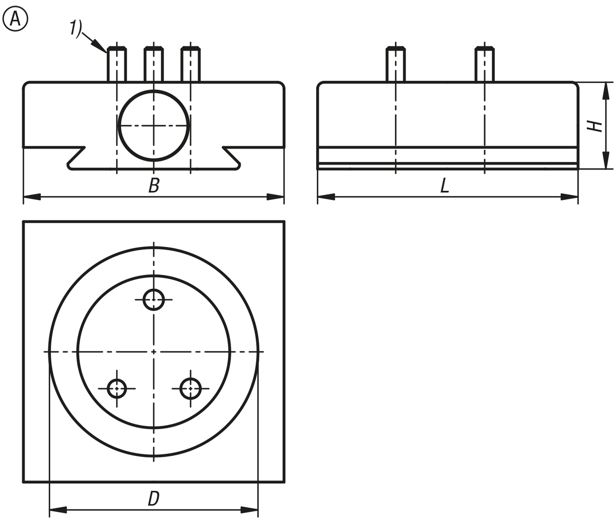 Adaptateur pour mandrins à trois mors en aluminium, forme A
