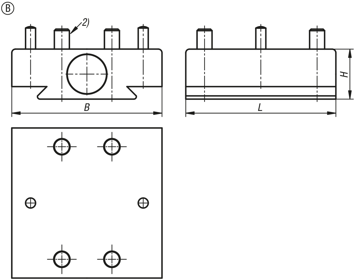 Adaptateur pour mandrins à trois mors en aluminium, forme B