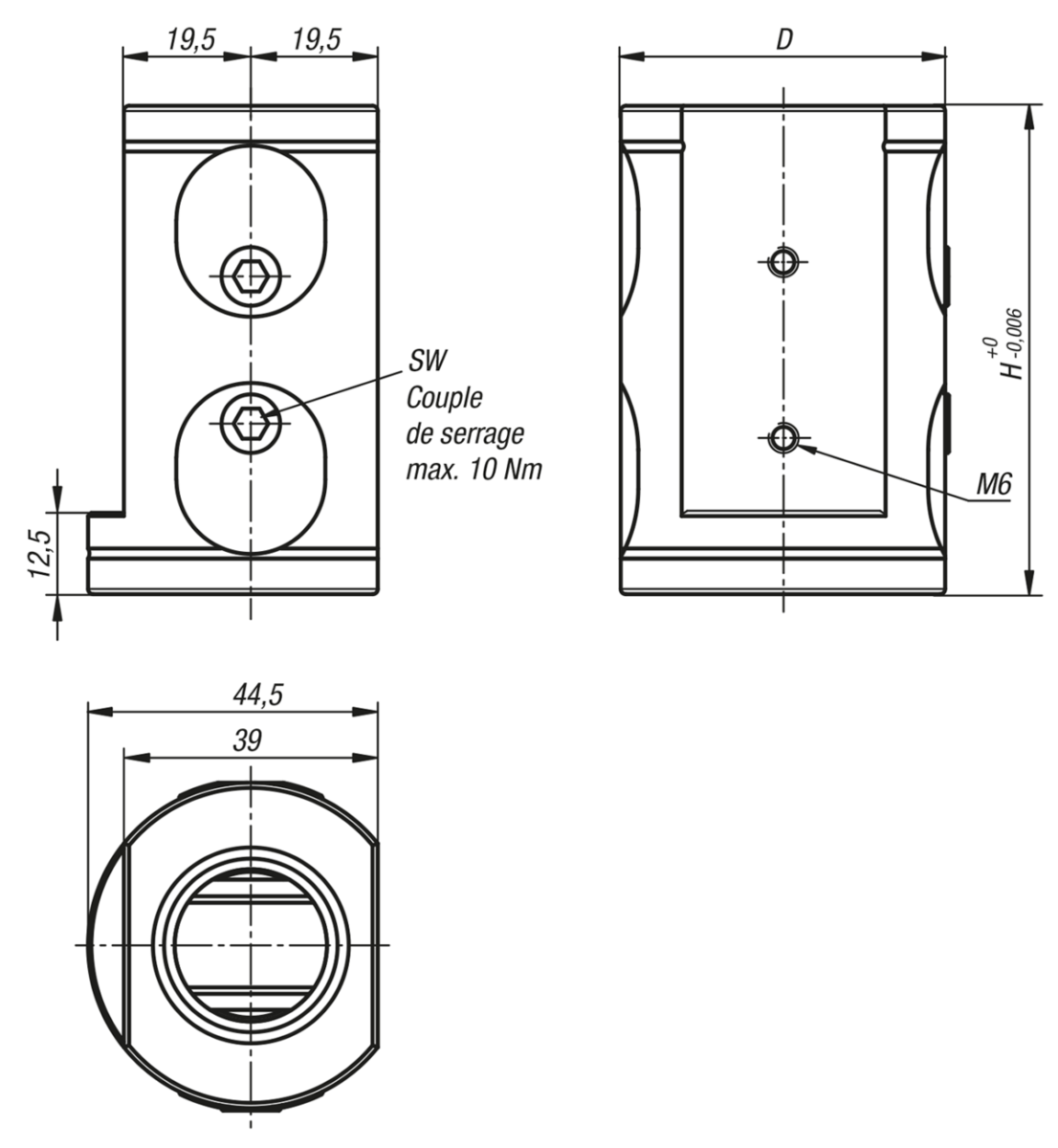 Module de base double 5 axes UNI lock à pas de 50 mm