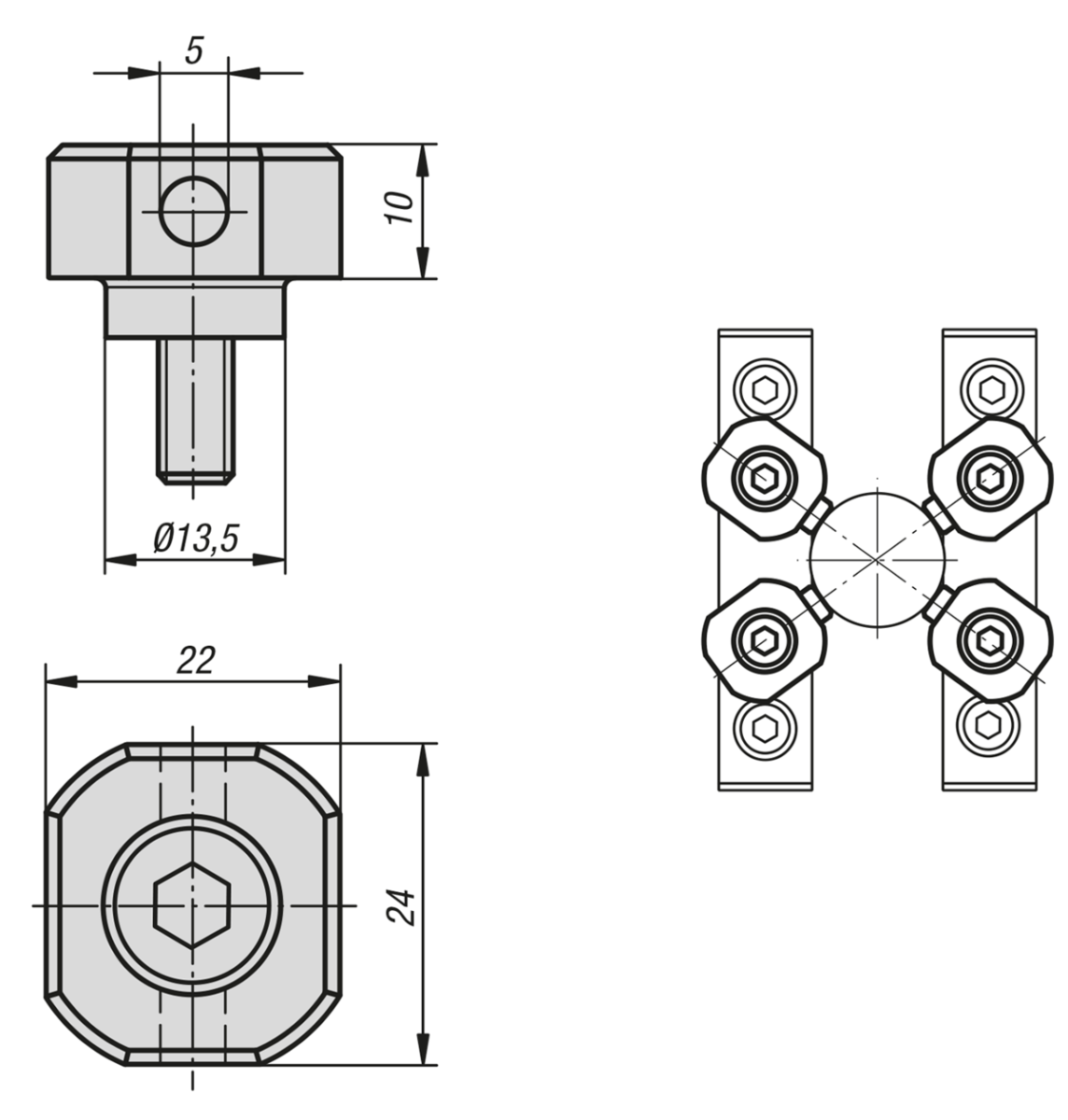 Éléments de serrage cylindriques