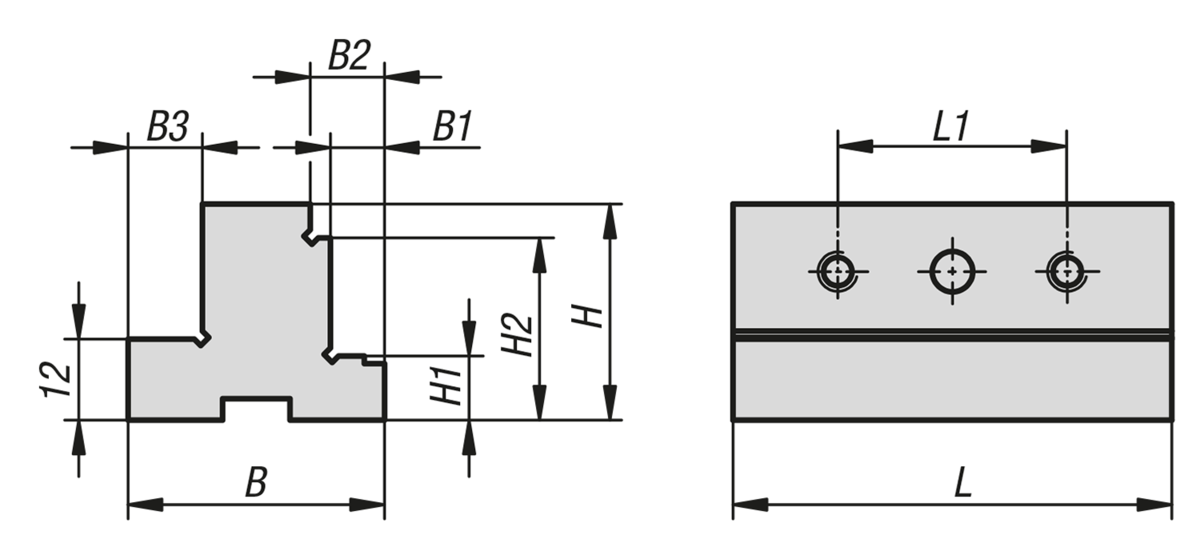 Mors épaulé pour étau auto-centrant, largeur de mors 65 mm