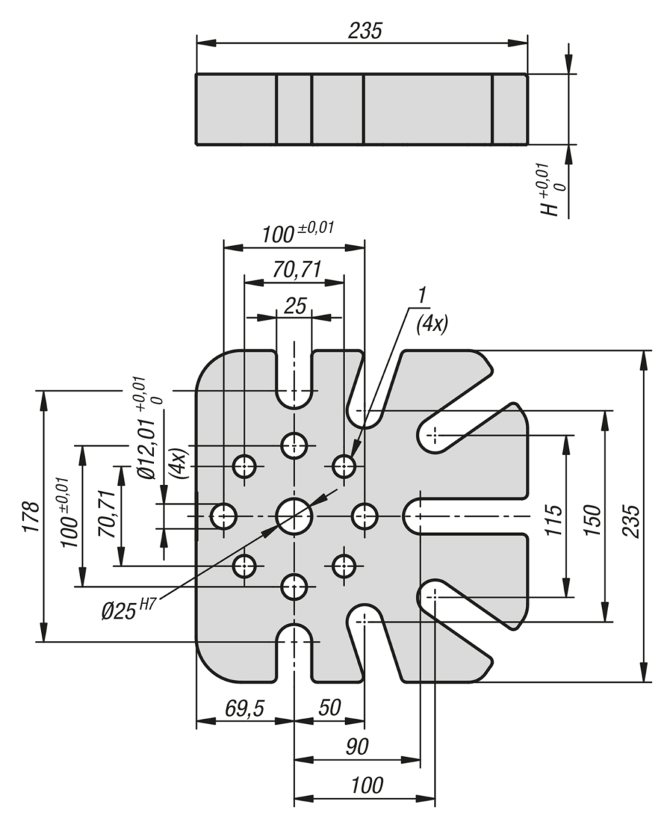 Platine rehausse universelle pour module de base 5 axes UNILOCK à pas de 138 mm