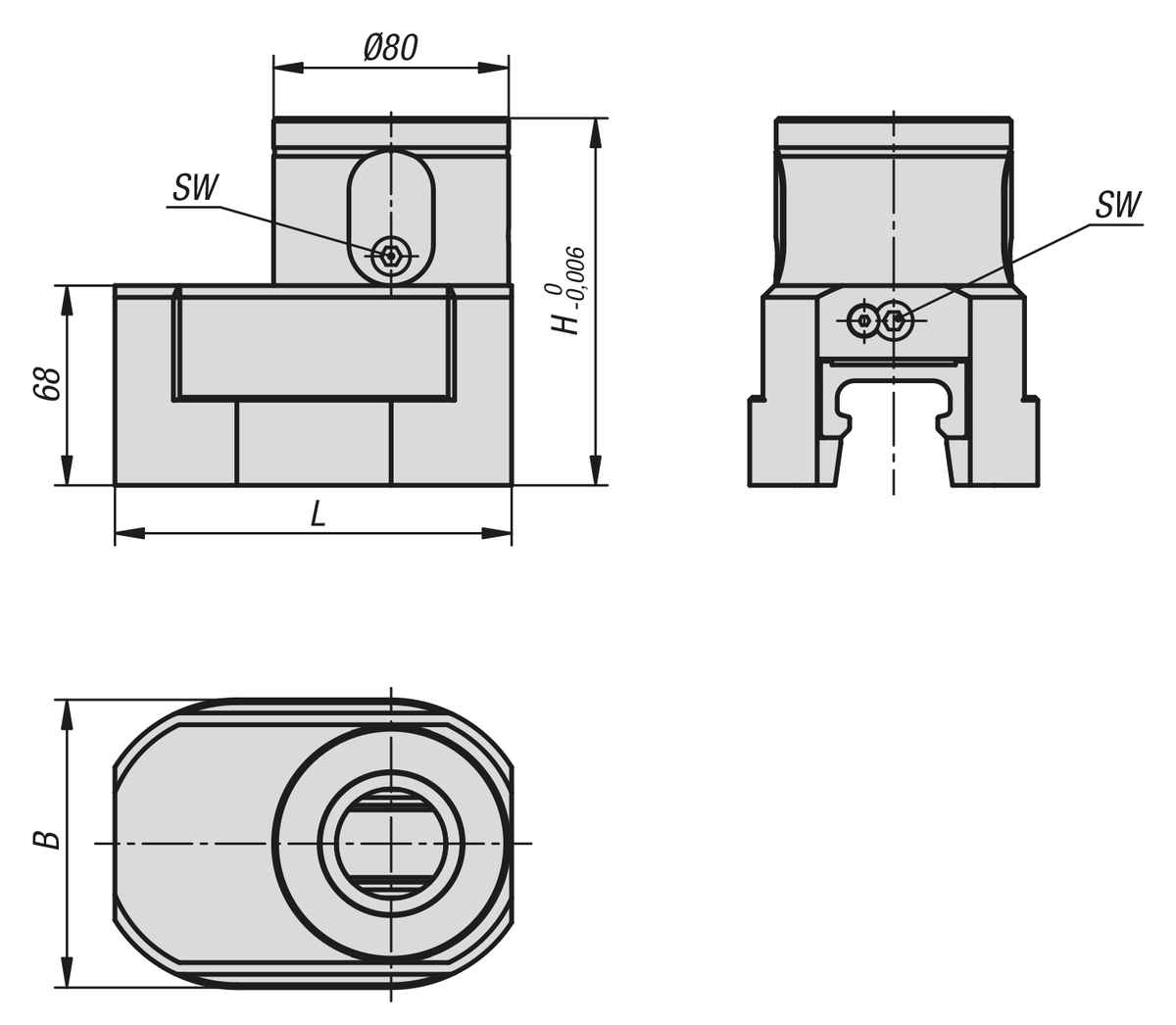Module de base 5 axes UNILOCK VARIO à pas de 80 mm
