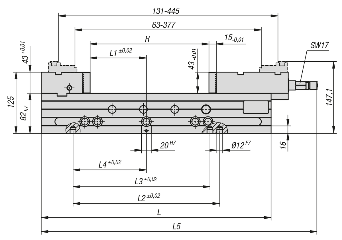 Étau de bridage CNC largeur de mors 125 mm