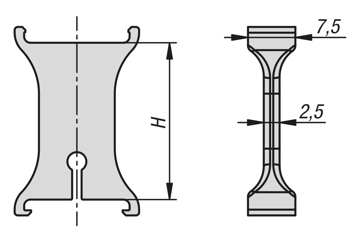 Séparateur en plastique pour chaînes porte-câbles, hauteur intérieure 25 mm