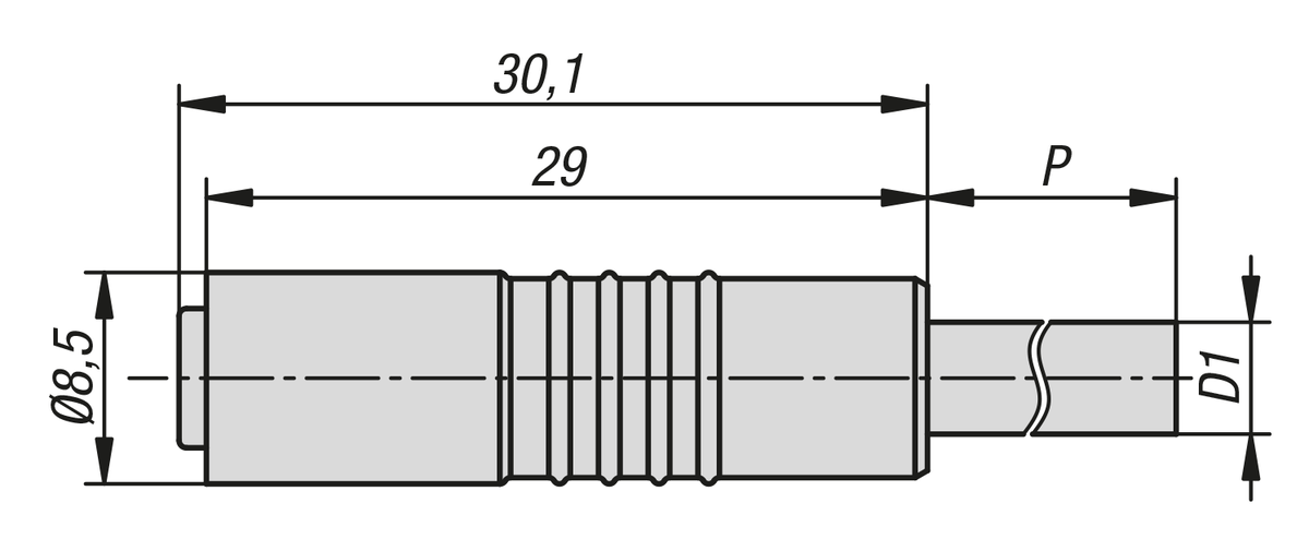 Connecteur 8 mm
à douille avec verrouillage à crans non blindé