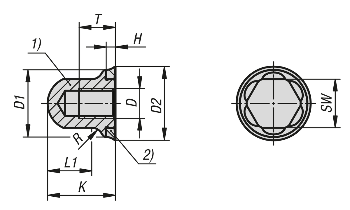 Hex nuts, stainless steel with seal washer in Hygienic DESIGN