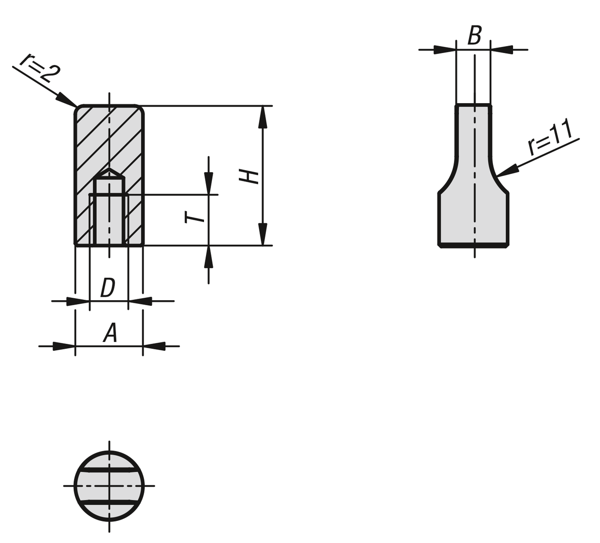 Écrou papillon étroit Hygienic DESIGN